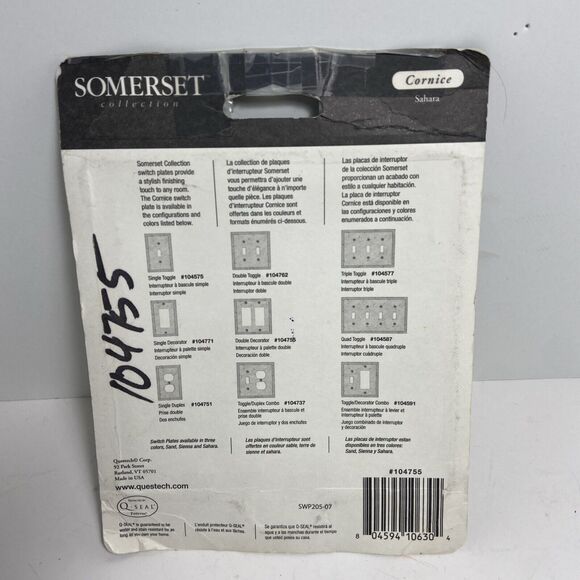 Questech Cast Double Rocker Switch Stone Cornice Sahara #104755 With 3 Screws - Picture 3 of 3